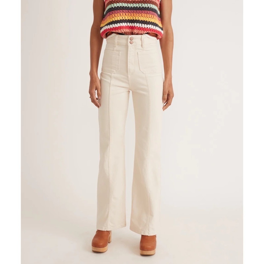 Marine Layer Mariah Flare Pant in Antique White Size 6